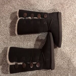BearPaw Dark Brown Winter Boots with Button Accents